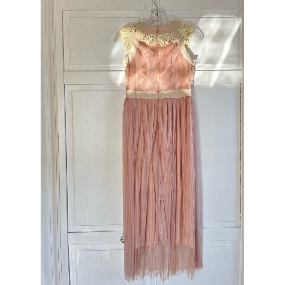 Blush Pink Pleated Tulle Sleeveless Fairycore Maxi Dress Size Small - Picture 2 of 6